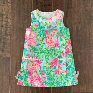 Lilly Pulitzer Girls Shift Dress Hydra Blue Dandy Lions with Pink Accents!
